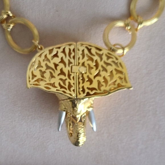 Elephant Reversible Statement Jewel Necklace Lapiz 18K Plated - Picture 6 of 9
